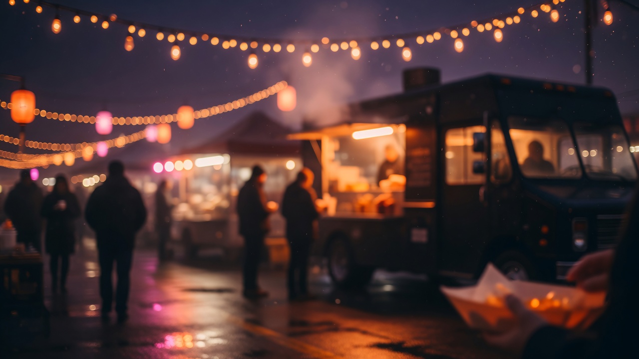 Night market lights — follow the truck