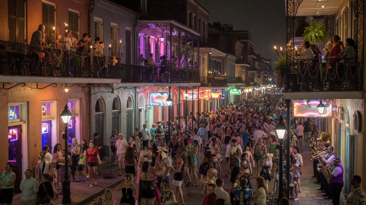 New Orleans nightlife — crowded street at night
